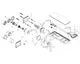 Explosion view of AXOR faucet components including various screws, seals, and fittings for wall-mounted installation. Parts are arranged for assembly reference.